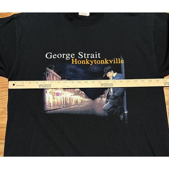George Strait Mens Short Sleeve Honkytonkville 2004 T-Shirt Made in USA Black XL - Picture 8 of 8